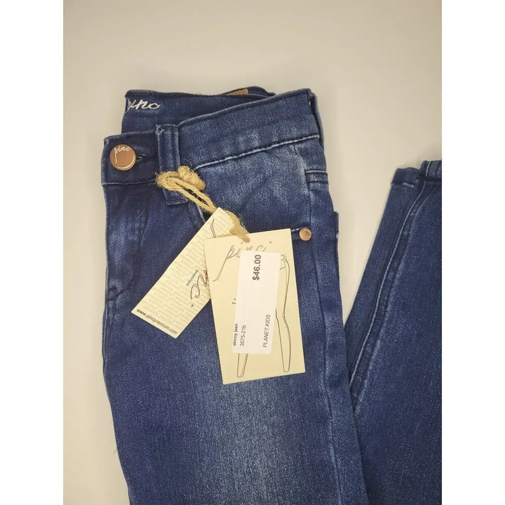 NWT Pinc Premium Girls Medium Wash Stretch Denim Skinny Jeans (Size 7)